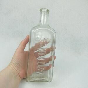 Antique 1920s Watkins Trial Mark 8.5" Clear Glass Embossed Medicine Bottle 12oz